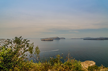 Image showing Beautiful landscape with sea view of the Nea Kameni,