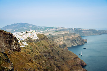 Image showing The beautiful white village of Fira, Santorini