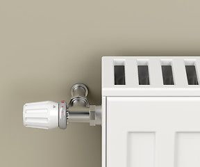 Image showing Heating radiator with thermostat valve
