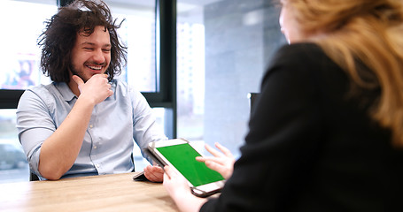 Image showing Startup Business Team At A Meeting at modern office building