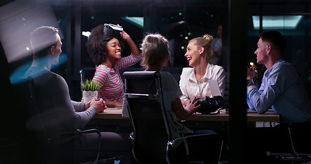 Image showing Multiethnic Business team using virtual reality headset