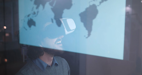 Image showing man using VR-headset glasses of virtual reality