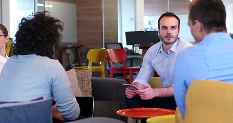 Image showing Startup Business Team At A Meeting at modern office building