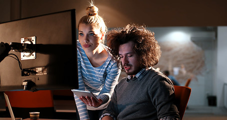 Image showing young designers in the night office