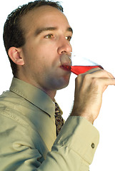 Image showing Worker Drinking Wine