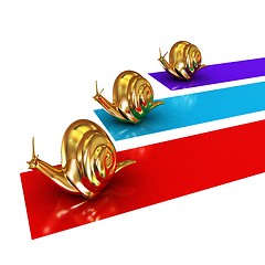 Image showing Racing snails. 3D illustration