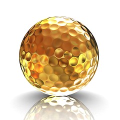 Image showing 3d rendering of a golfball in gold