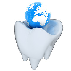 Image showing Tooth and Earth. 3d illustration