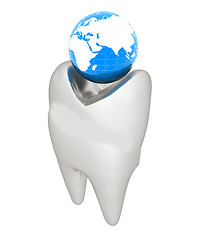 Image showing Tooth and Earth. 3d illustration
