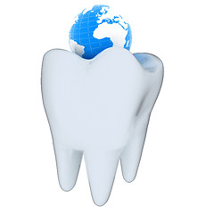 Image showing Tooth and Earth. 3d illustration