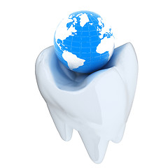 Image showing Tooth and Earth. 3d illustration