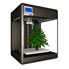 Image showing 3d printer during work on the Christmas tree. 3d illustration