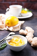 Image showing honey with lemon and ginger