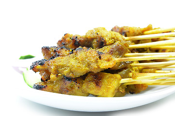 Image showing Chicken satay. Traditional Malay food