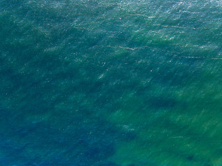 Image showing Aerial top view water surface background. Bird eye sea surface p