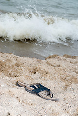 Image showing Sandals on the Beach