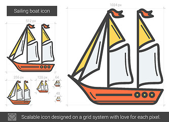 Image showing Sailing boat line icon.