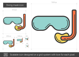 Image showing Diving mask line icon.