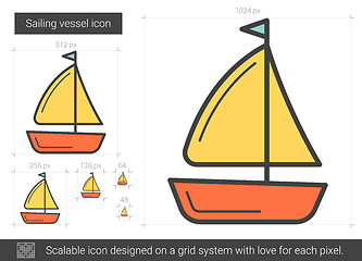 Image showing Sailing vessel line icon.