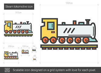 Image showing Steam locomotive line icon.