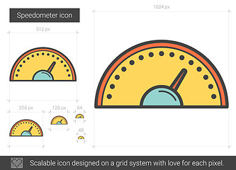 Image showing Speedometer line icon.