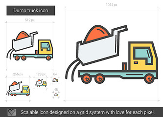 Image showing Dump truck line icon.