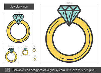 Image showing Jewelry engagement ring line icon.