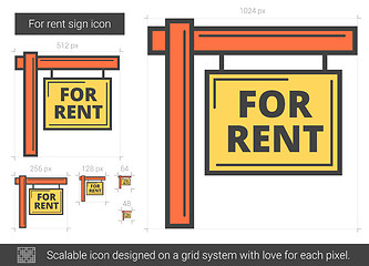 Image showing For rent sign line icon.