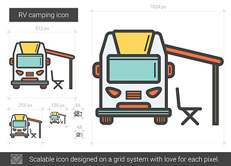 Image showing RV camping line icon.