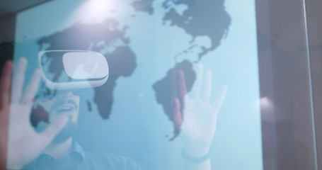 Image showing man using VR-headset glasses of virtual reality