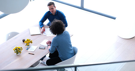 Image showing Startup Business Team At A Meeting at modern office building