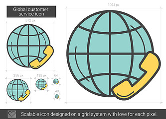 Image showing Global customer service line icon.