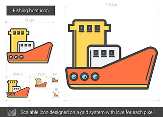 Image showing Fishing boat line icon.