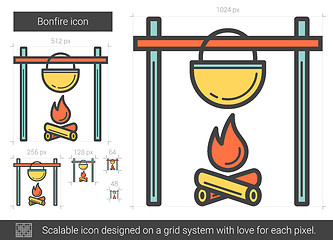 Image showing Bonfire line icon.