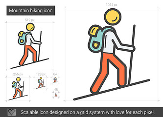 Image showing Mountain hiking line icon.