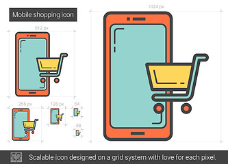Image showing Mobile shopping line icon.