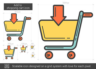 Image showing Add to shopping cart line icon.