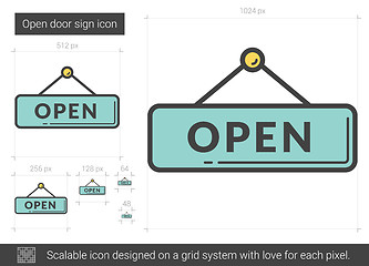 Image showing Open door sign line icon.