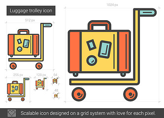 Image showing Luggage trolley line icon.