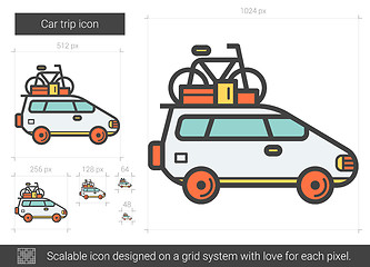 Image showing Car trip line icon.