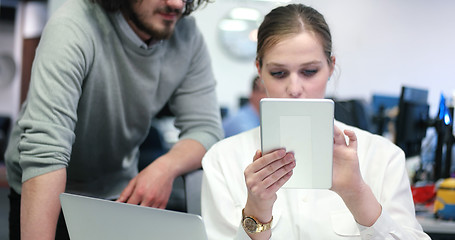 Image showing Startup Business Team At A Meeting at modern office building