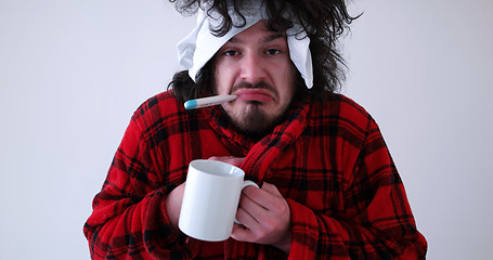 Image showing Man with flu and fever