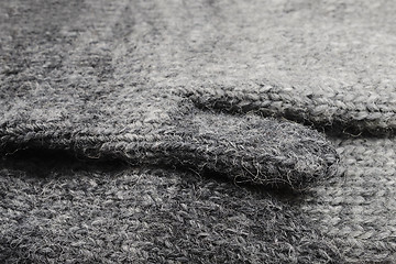 Image showing closeup of knitted gray wool texture