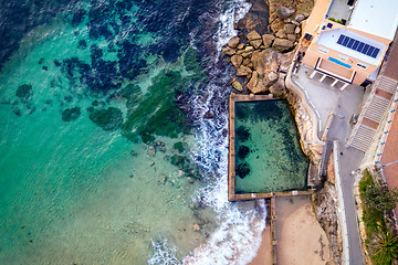 Image showing Coogee Beach and Ross Jones Pool aerial views