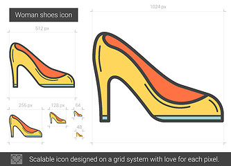 Image showing Woman shoes line icon.