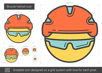 Image showing Bicycle helmet line icon.