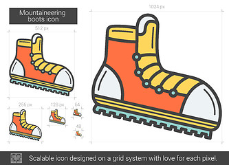 Image showing Mountaineering boots line icon.