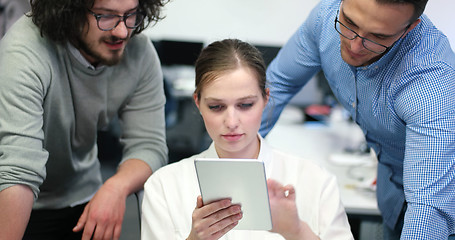 Image showing Startup Business Team At A Meeting at modern office building