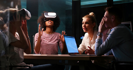 Image showing Multiethnic Business team using virtual reality headset