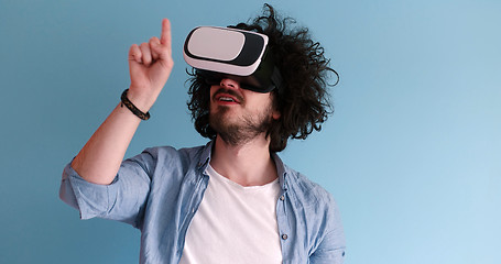 Image showing man using VR headset glasses of virtual reality